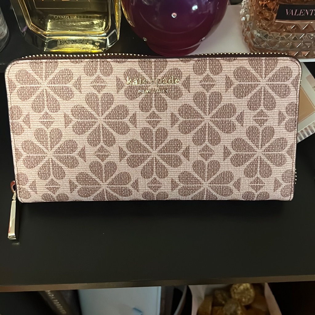 Spade Flower Coated Canvas Zip-Around Continental Wallet